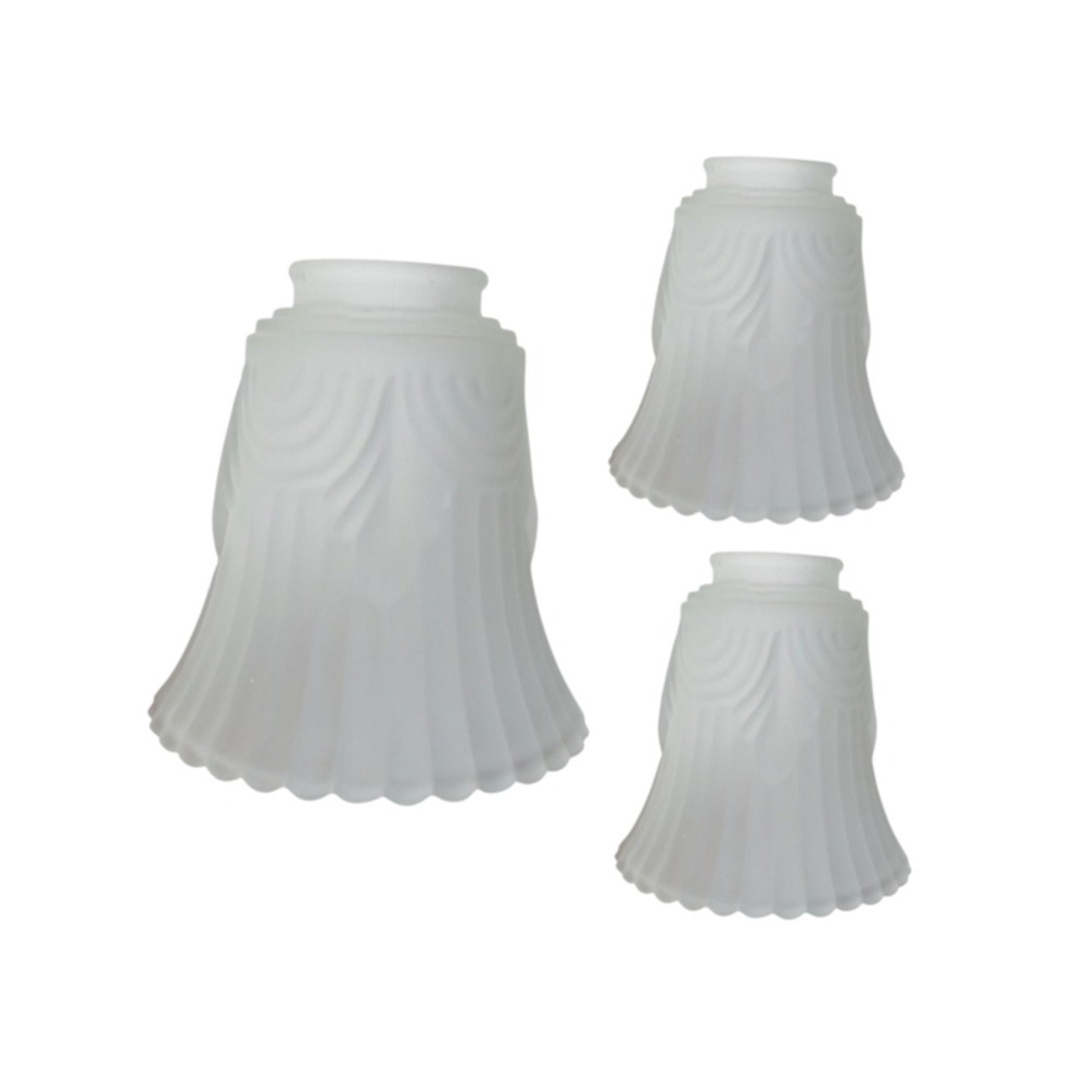 Vintage Frosted Glass Ribbed Scalloped Pendant Light Shade (Set of 3)